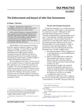 The Enforcement and Impact of John Doe Summonses