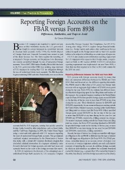 Reporting Foreign Accounts on the FBAR versus Form 8938: Differences, Similarities, and Traps to Avoid