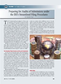 Preparing for Audits of Submissions under the IRS's Streamlined Filing Procedures