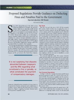 Proposed Regulations Provide Guidance on Deducting Fines and Penalties Paid to the Government: Important Questions Still Remain