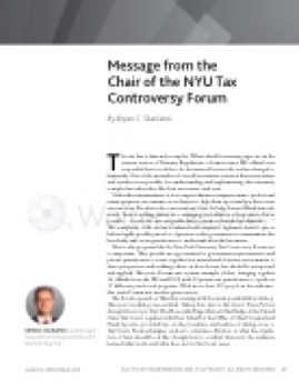 A Message from the Chair of the NYU Tax Controversy Forum