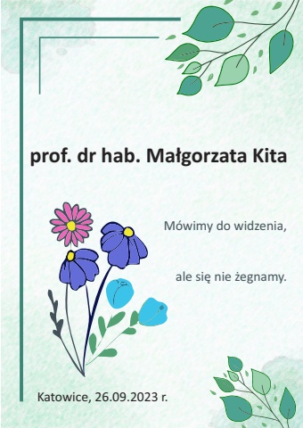 Podziękowanie dla prof. Kity