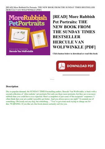[read] more rubbish pet portraits the new book from the sunday times bestseller hercule van wolfwink