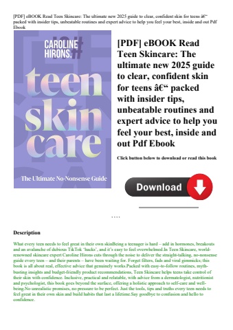 [pdf] ebook read teen skincare the ultimate new 2025 guide to clear  confident skin for teens ã¢â€â“