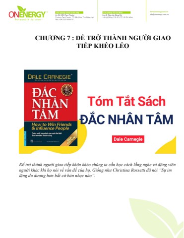 Chương 7-ĐỂ TRỞ THÀNH NGƯỜI GIAO TIẾP KHÉO LÉO- Bùi Công Chức