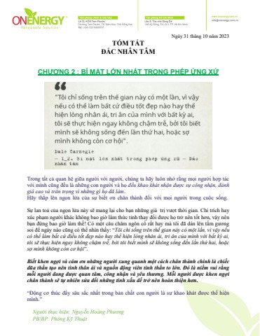 CHƯƠNG 2- Bí mật lớn phép ứng xử- Nguyễn Hoàng Phương