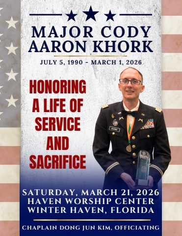 Service Program for Major Cody Aaron Khork