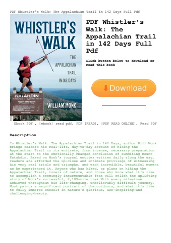 pdf whistler's walk the appalachian trail in 142 days full pdf