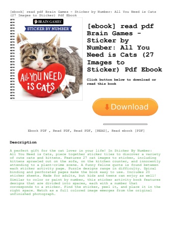 [ebook] read pdf brain games - sticker by number all you need is cats (27 images to sticker) pdf ebo