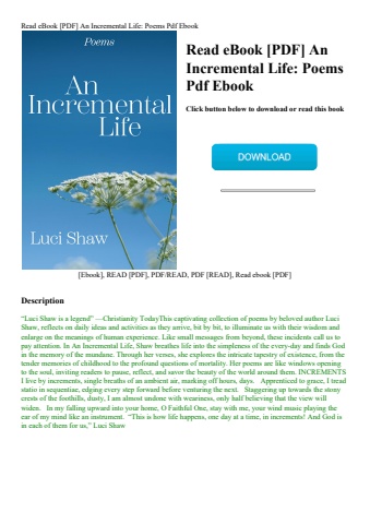read ebook [pdf] an incremental life poems pdf ebook