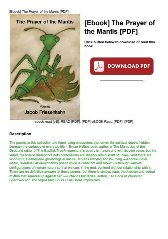 [ebook] the prayer of the mantis [pdf]