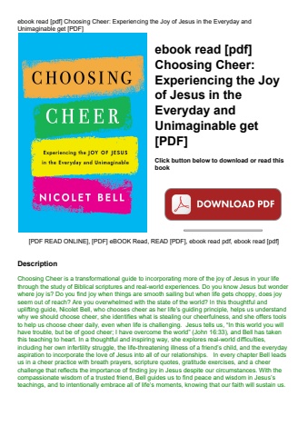 ebook read [pdf] choosing cheer experiencing the joy of jesus in the everyday and unimaginable get [
