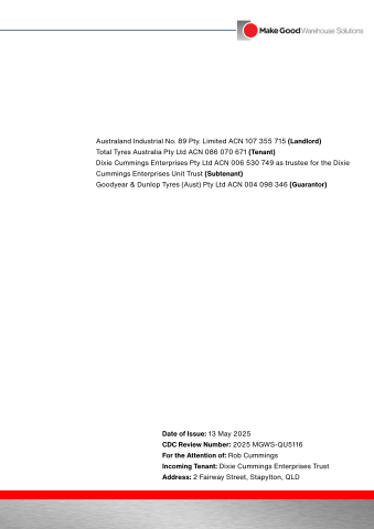 MGWS Group CDC Report Project QU5116 Stapylton (Dixie )