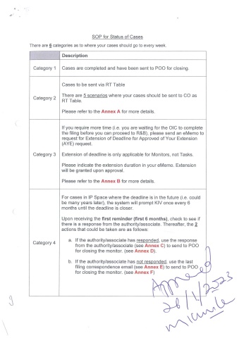 SOP for Status of Cases