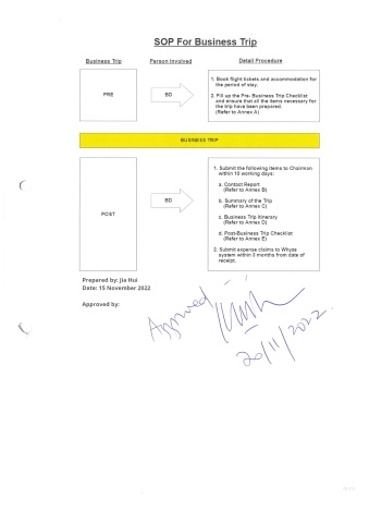 SOP for Business trips (Signed)