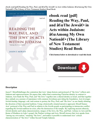 ebook read [pdf] reading the way  paul  and ã¢â€âœthe jewsã¢â€â in acts within judaism ã¢â€âœamong
