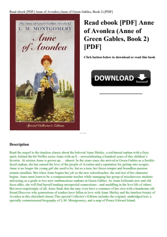 read ebook [pdf] anne of avonlea (anne of green gables  book 2) [pdf]
