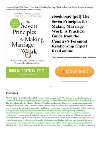 ebook read [pdf] the seven principles for making marriage work a practical guide from the country's