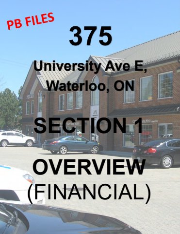 375 - SECTION 1 - OVERVIEW (FINANCIAL) Oct 29