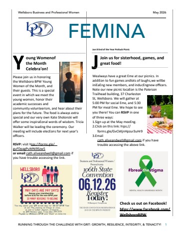 BPW Femina & Agenda May 26