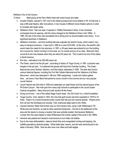 tour notes wellsboro