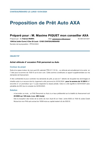 I- Prêt Auto AXA