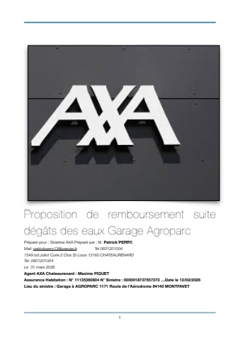 declaration d' indemnisation sinistre dégat des eaux axa