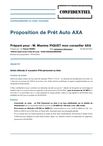 Projet Prêt Auto AXA définitif + divers