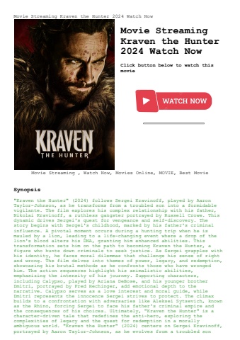 movie streaming  kraven the hunter 2024 watch now