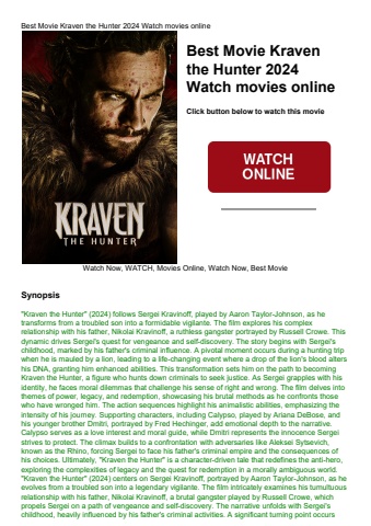 best movie kraven the hunter 2024 watch movies online