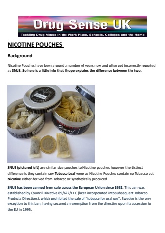 Parental & Guardian Information on SNUS &  Nicotine Pouches -  Drug Sense UK