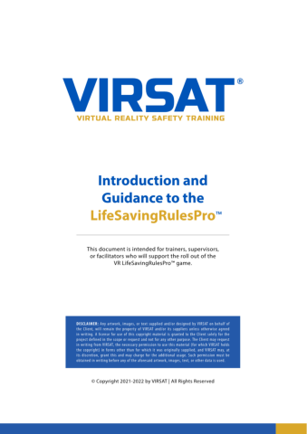 VIRSAT Life-Saving RulesPro Training Booklet