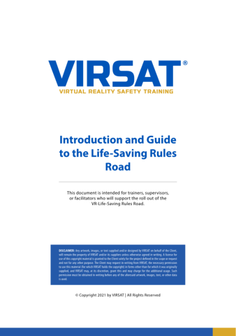 VIRSAT Life-Saving Rules Road Training Booklet