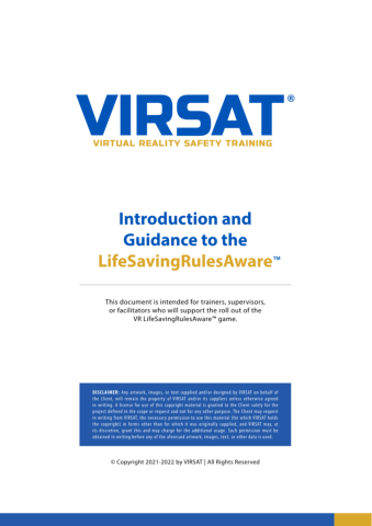 Life-Saving RulesAware Training Booklet