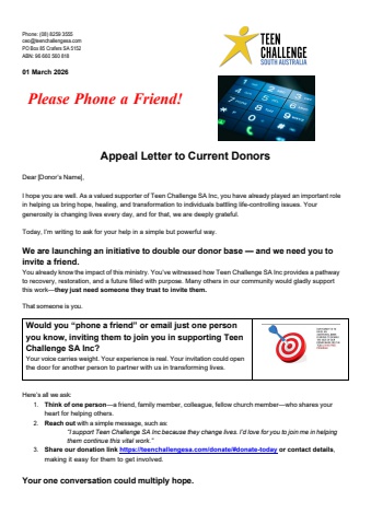 Teen Challenge March Newsletter 2026