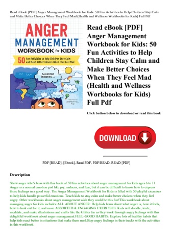 read ebook [pdf] anger management workbook for kids 50 fun activities to help children stay calm and
