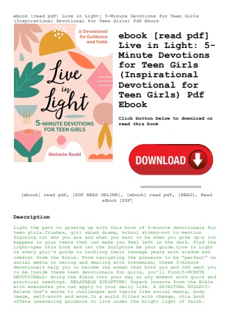 ebook [read pdf] live in light 5-minute devotions for teen girls (inspirational devotional for teen
