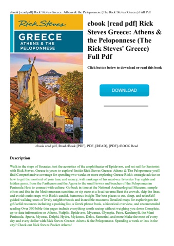 ebook [read pdf] rick steves greece athens & the peloponnese (the rick steves' greece) full pdf