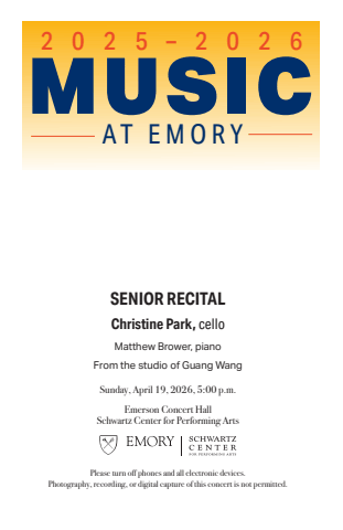 04/19/2026 | Christine Park, cello | Senior Recital