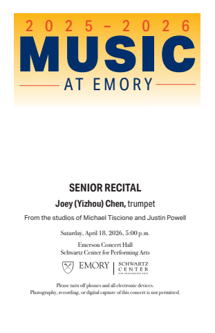 04/18/2026 | Joey (Yizhou) Chen, trumpet | Senior Recital