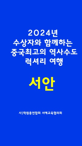 수상자와  암께하는 중국 서안여행        사) 한국학원총연합회 서예교육협의회