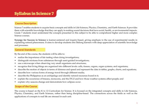 Synergy For Success In Science 7 TM (401-425)