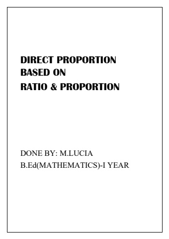 DIRECT PROPORTION       BASED ON