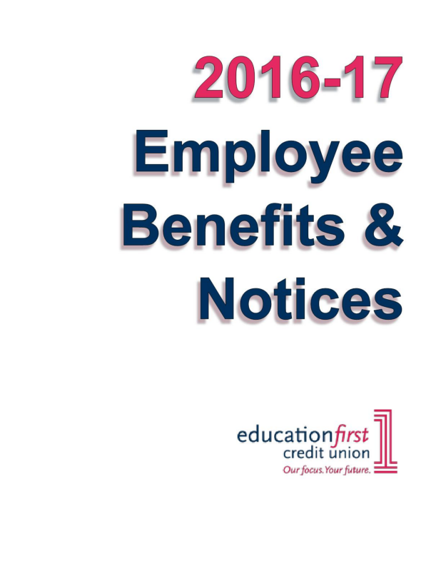 2016-17 Education First CU Benefit & Notices Book