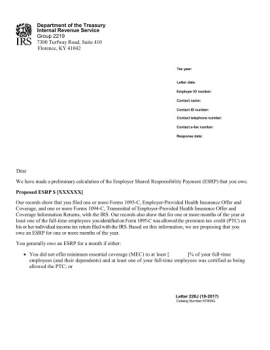 IRS Letter 226J for 2015 ACA Penalty 