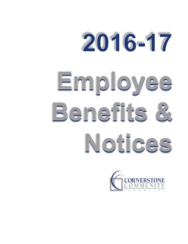 2016-17 Cornerstone Comm Financial Benefits & Notices