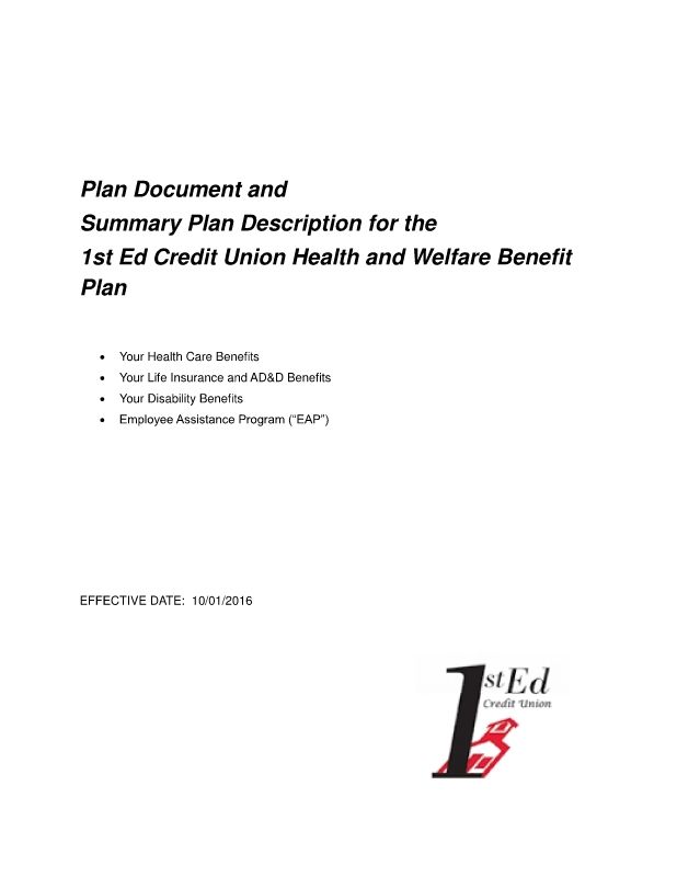 1st Ed CU Health & Welfare SPD