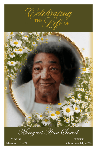 Margarett Ann Sneed Funeral Program