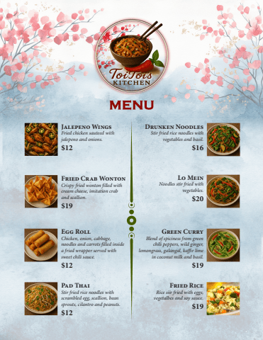 toitoi's kitchen menu