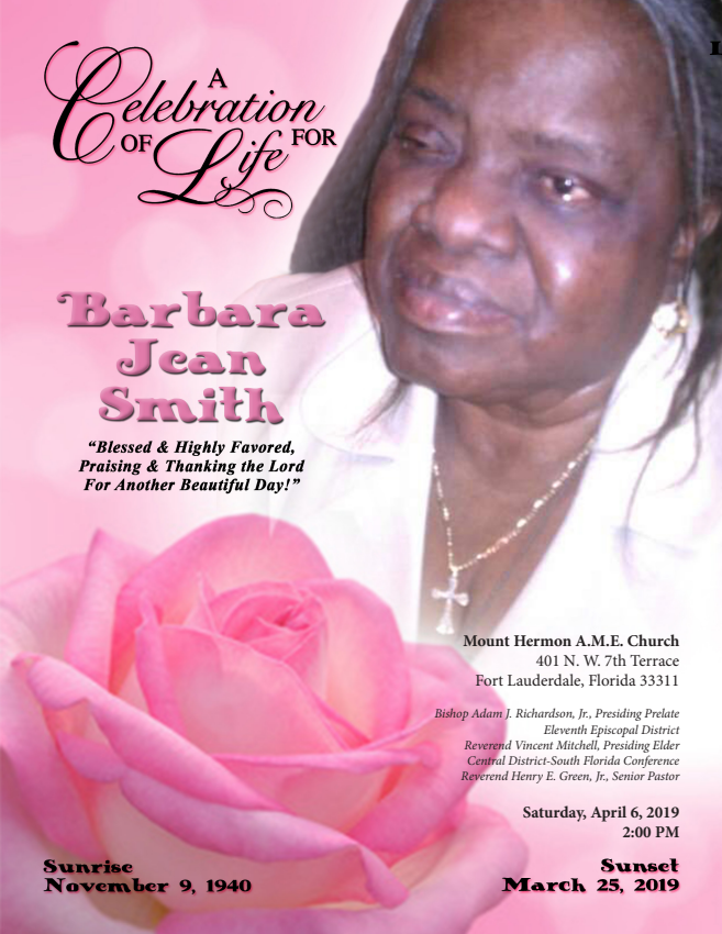 Barbara Jean Smith Funeral Program